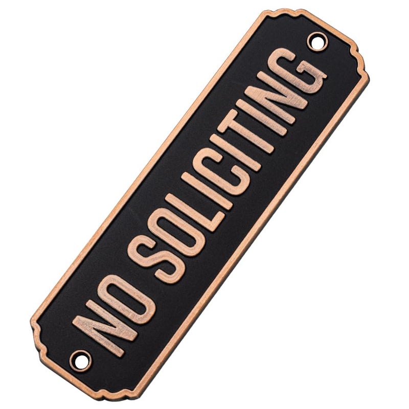 Maoerzai No Soliciting Brass Door Sign  Brass No Soliciting Thank You Sign  Solid Brass Wall Plaque Home Decor Accessories Door Or Wall. (Black - No Soliciting Sign-BR) - Image 1